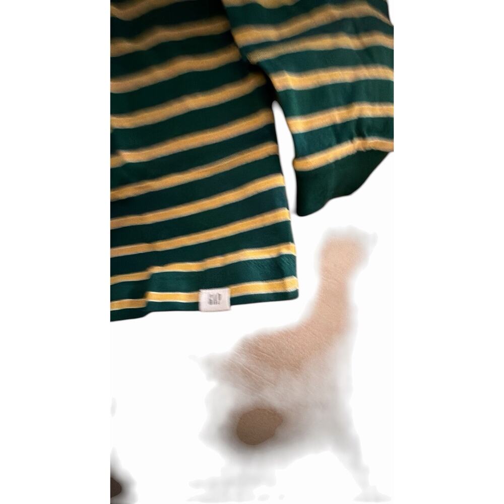 GAP Boys Striped Long Sleeve Pullover T-Shirt Green Yellow Cotton S (6-7) NWT - Picture 2 of 4